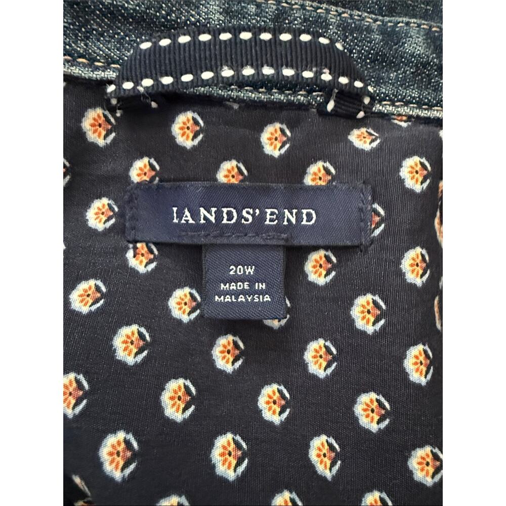 Land’s End Blue Wash Printed Lining Preppy Montauk Denim Barn Chore Jacket - Picture 4 of 5